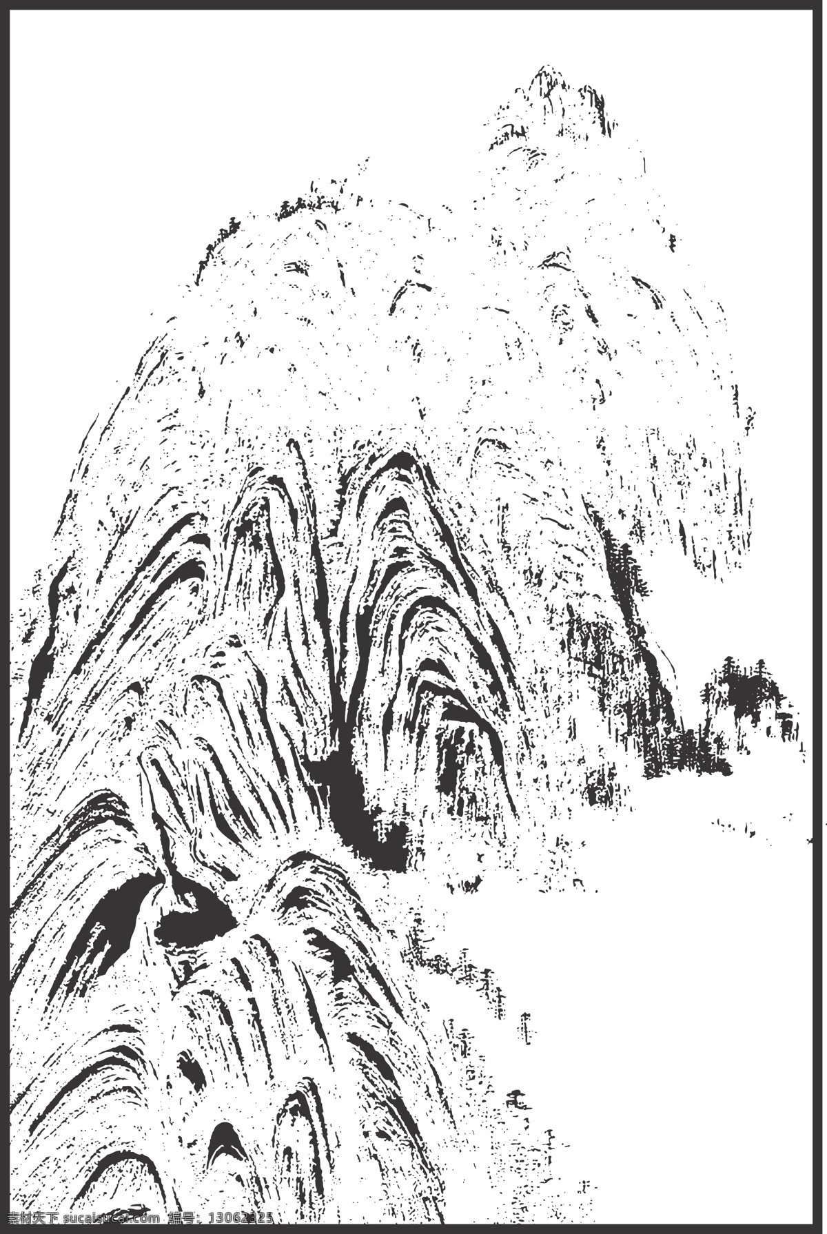 山峰 风景 大山 线条 矢量 装饰 插画 白描 绘画 文化艺术 绘画书法