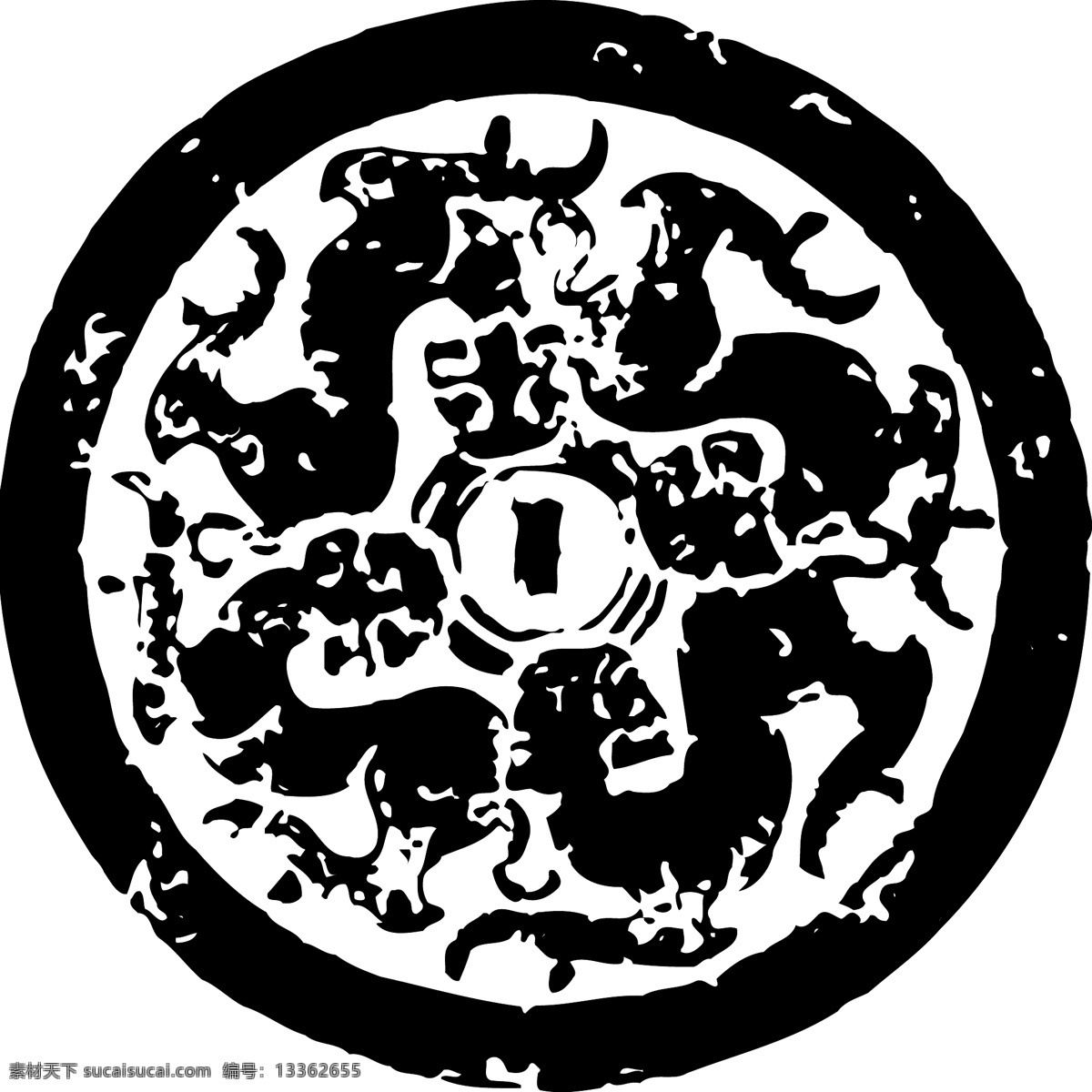 拓印图案 中国传统 矢量素材 设计素材 中华图典 矢量图库 黑色