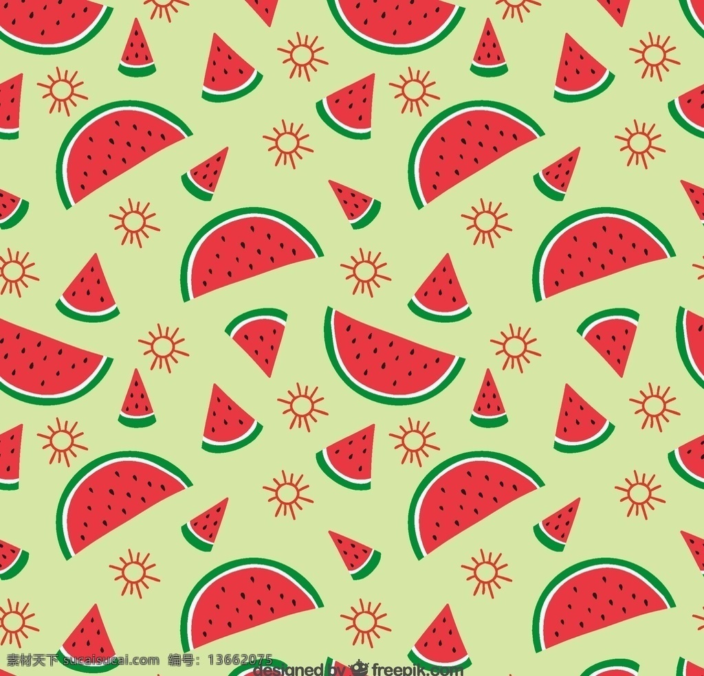 西瓜花纹 图案 食品 水果 绘制 绘图 无缝 模式 西瓜 手工 绘画 抽纱 图标 高清 源文件