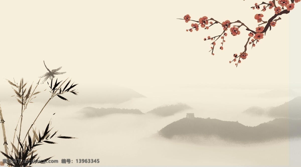 水墨 复古 水墨画 复古水墨画 水墨画背景 墨点 龙 墨圈 荷花 荷叶 荷苞 桃花 花 羽毛 蝴蝶 墨瓶 墨水 羽毛笔 源文件