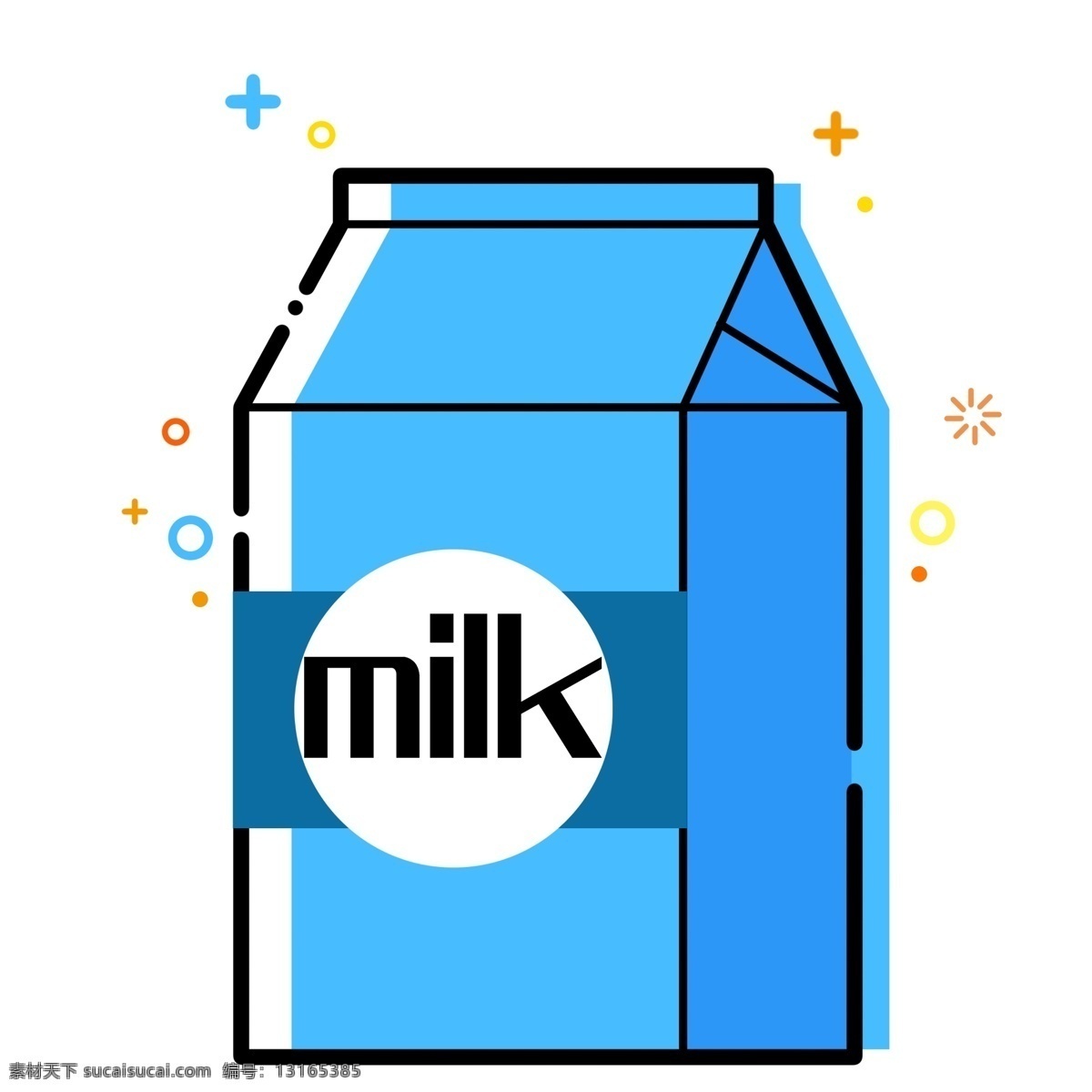 图案 蓝色 盒装 牛奶 立体 营养