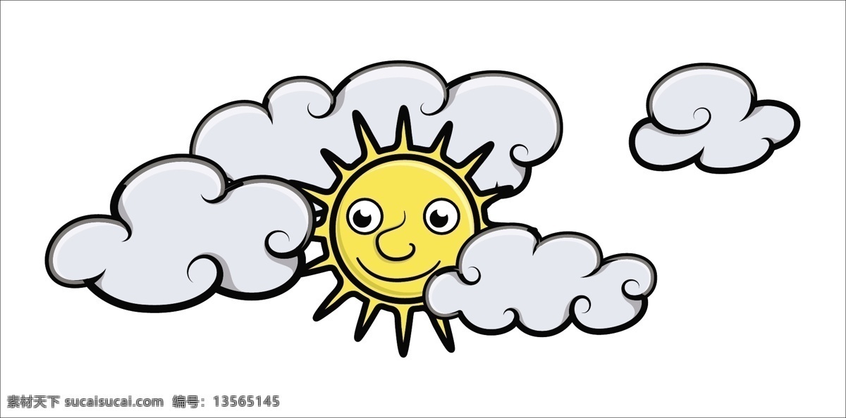 太阳 云 的卡 通 矢量图 花纹花边