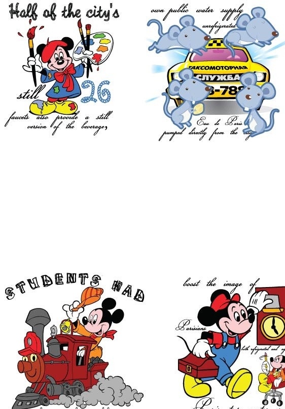可爱卡通 米老鼠 老鼠 画家 画笔 调色盘 火车 时钟 卡通设计 矢量