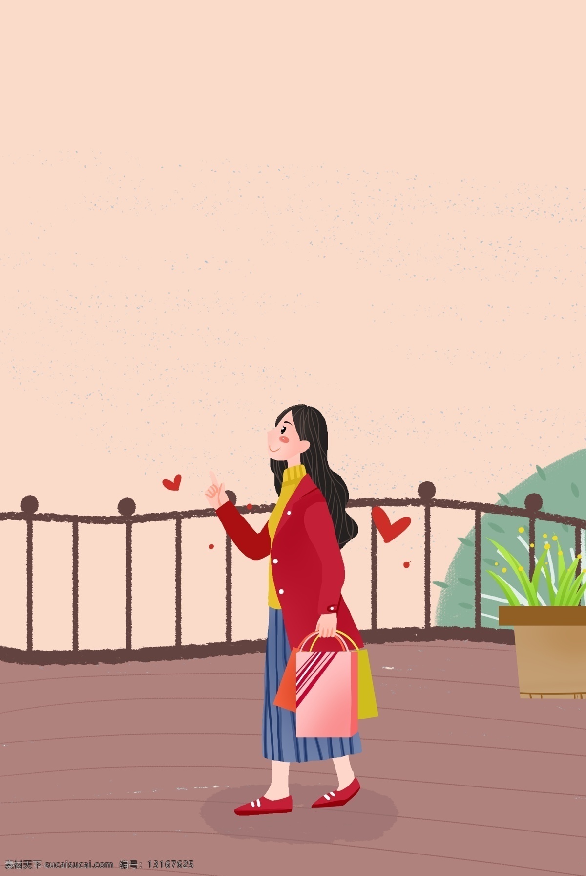 女生 节 购物 女性 插画 海报 女神节 狂欢 出行 服装 人物 上新 插画风 促销海报