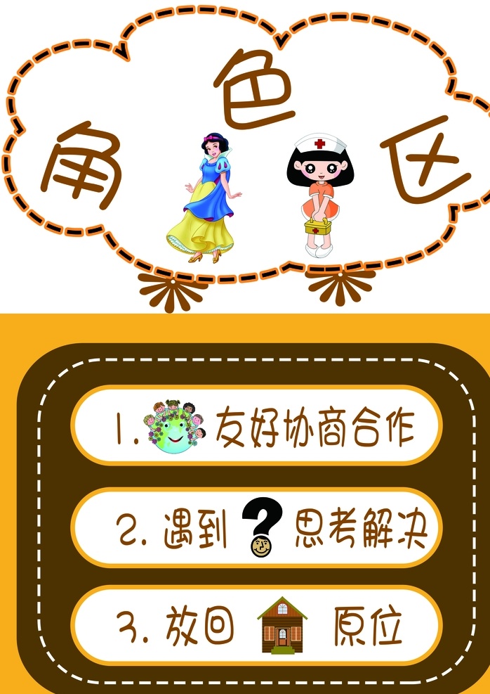 角色区 幼儿园 排版 模板 立牌