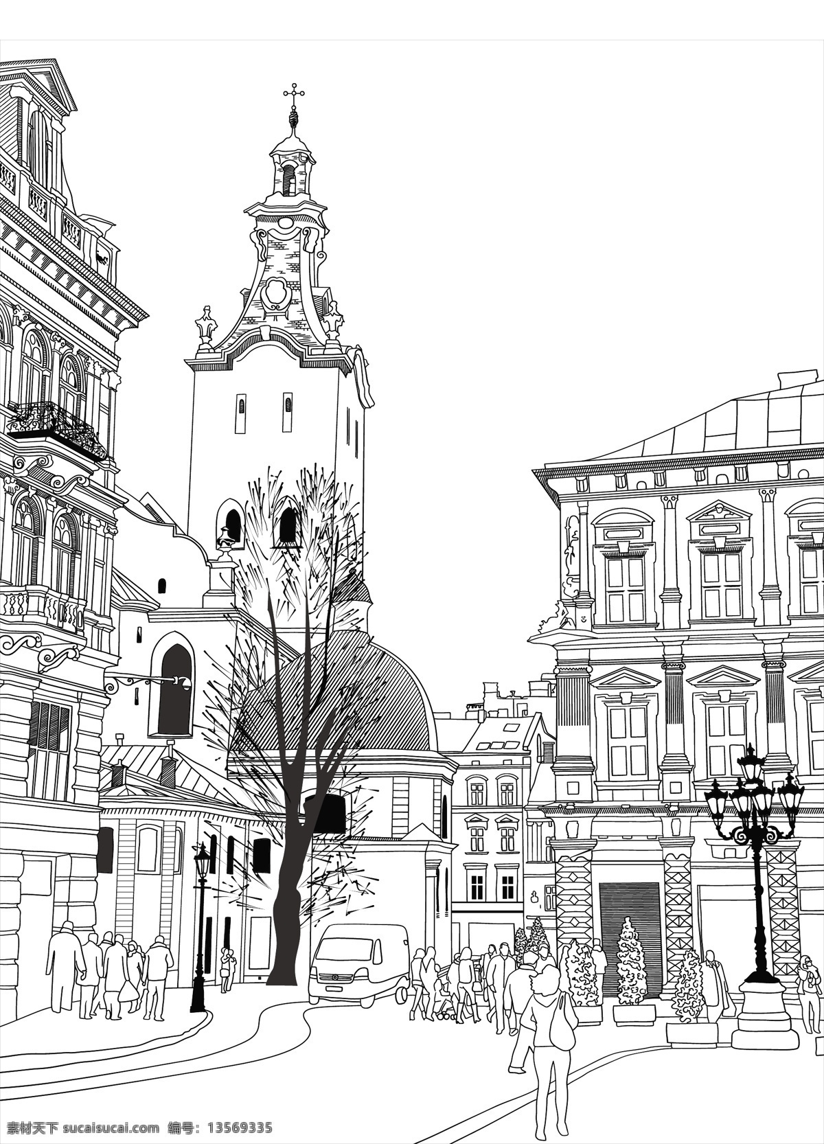手绘 素描 建筑 街道 楼房 手绘街道 手绘建筑 素描街道 素描建筑 手绘稿 素描稿 画画 图画 手绘楼房 素描楼房 房屋 房子 手绘园林 铁大门 建筑家居 矢量