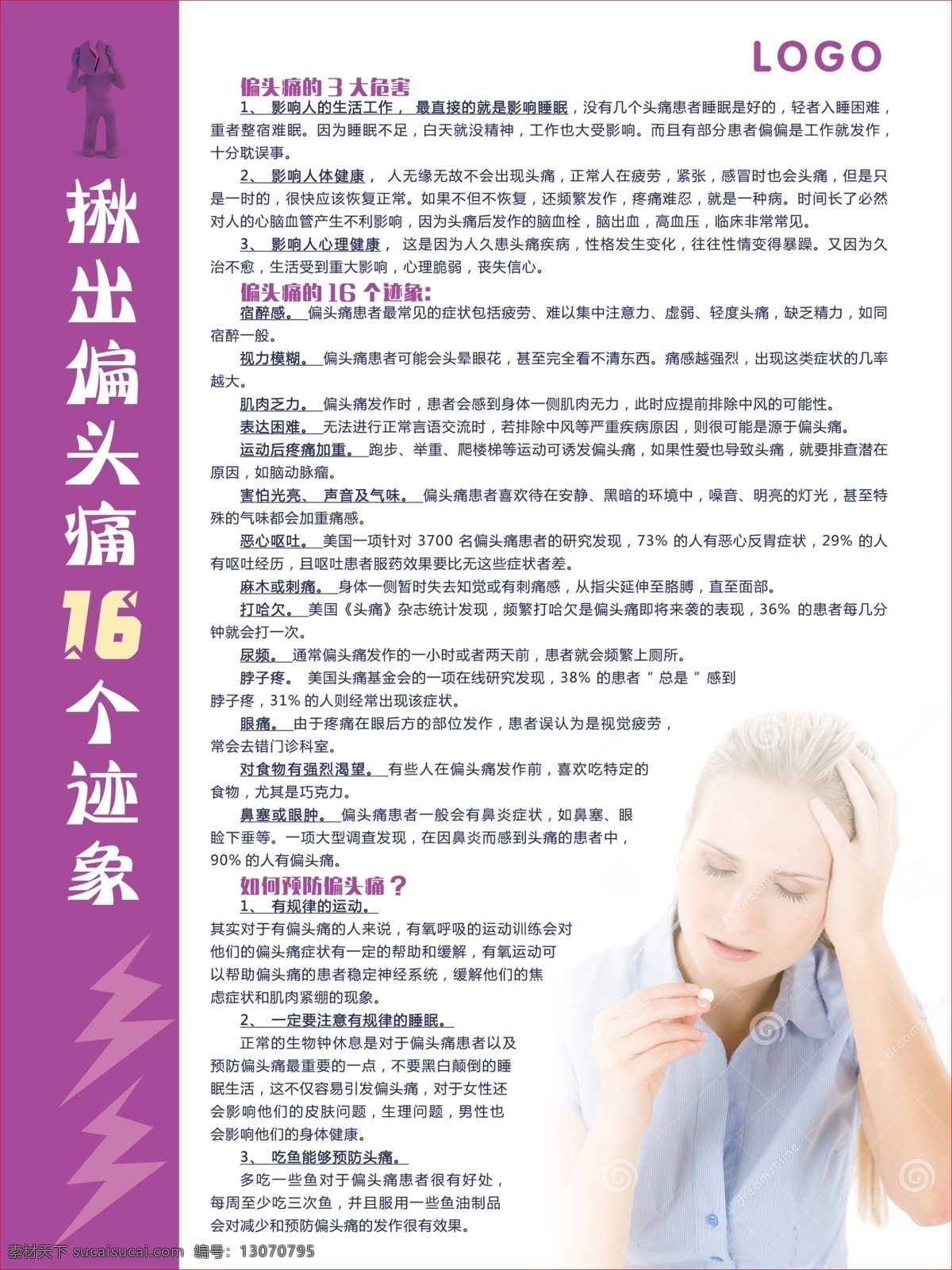 偏头痛 偏头痛迹象 医疗制度 医疗展板 健康展板 科普知识 展板 自己做的