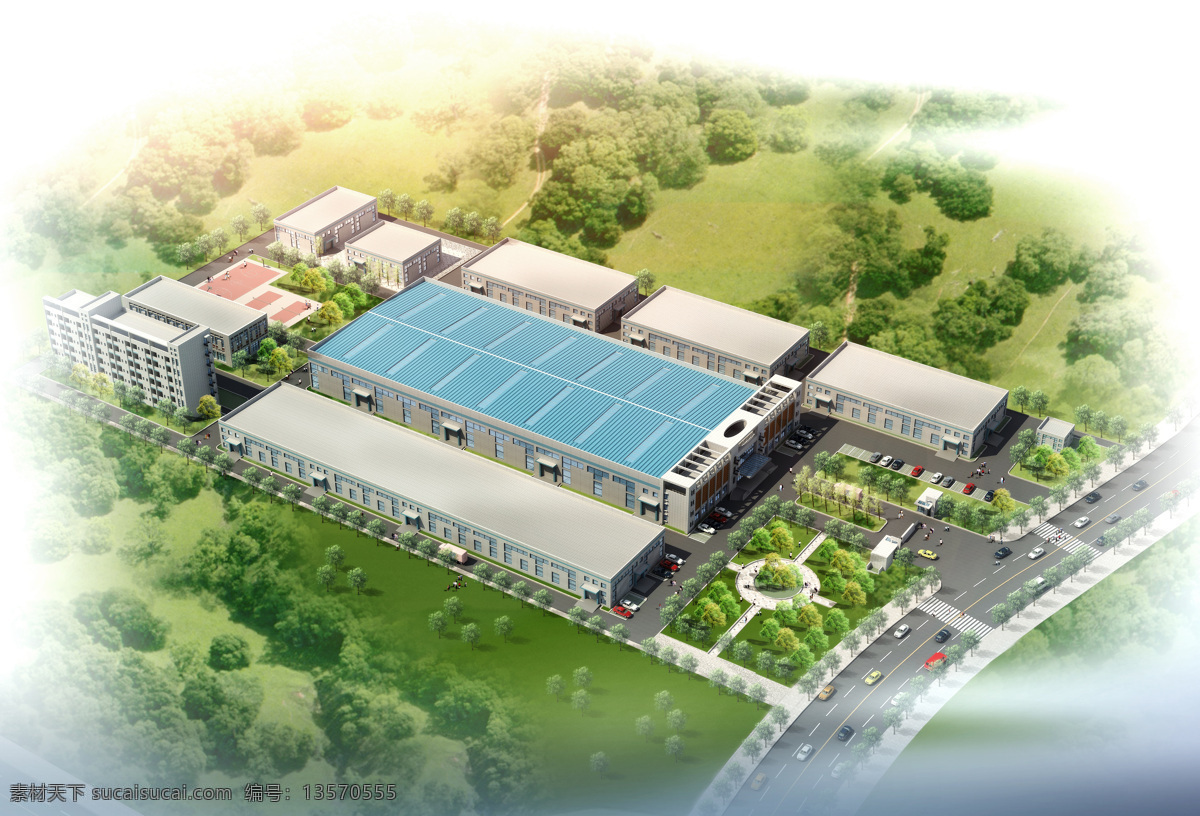 工厂 鸟瞰 环境设计 建筑 建筑设计 景观效果图 绿化 工厂鸟瞰 家居装饰素材