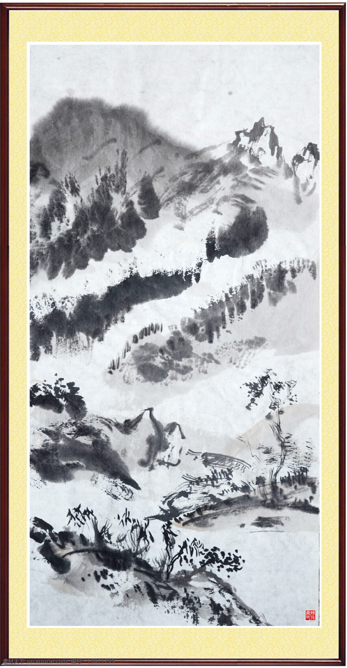 手绘 自然风光 背景 国画 油画 插画 素描 装饰画 无框画 中国风 油墨 古代 破旧 书画文字 文化艺术