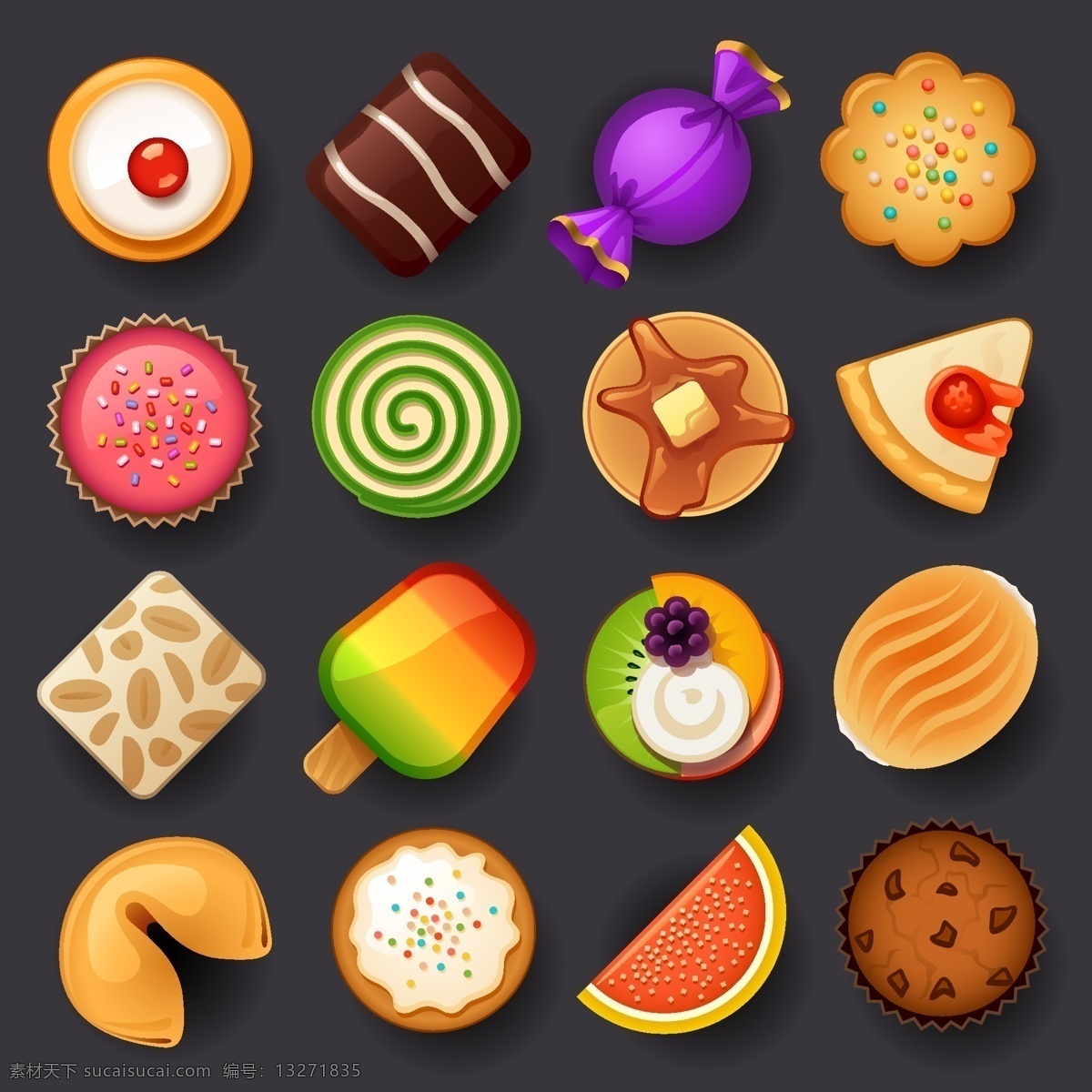 款 美味 甜品 俯视图 饼干 巧克力 橙色