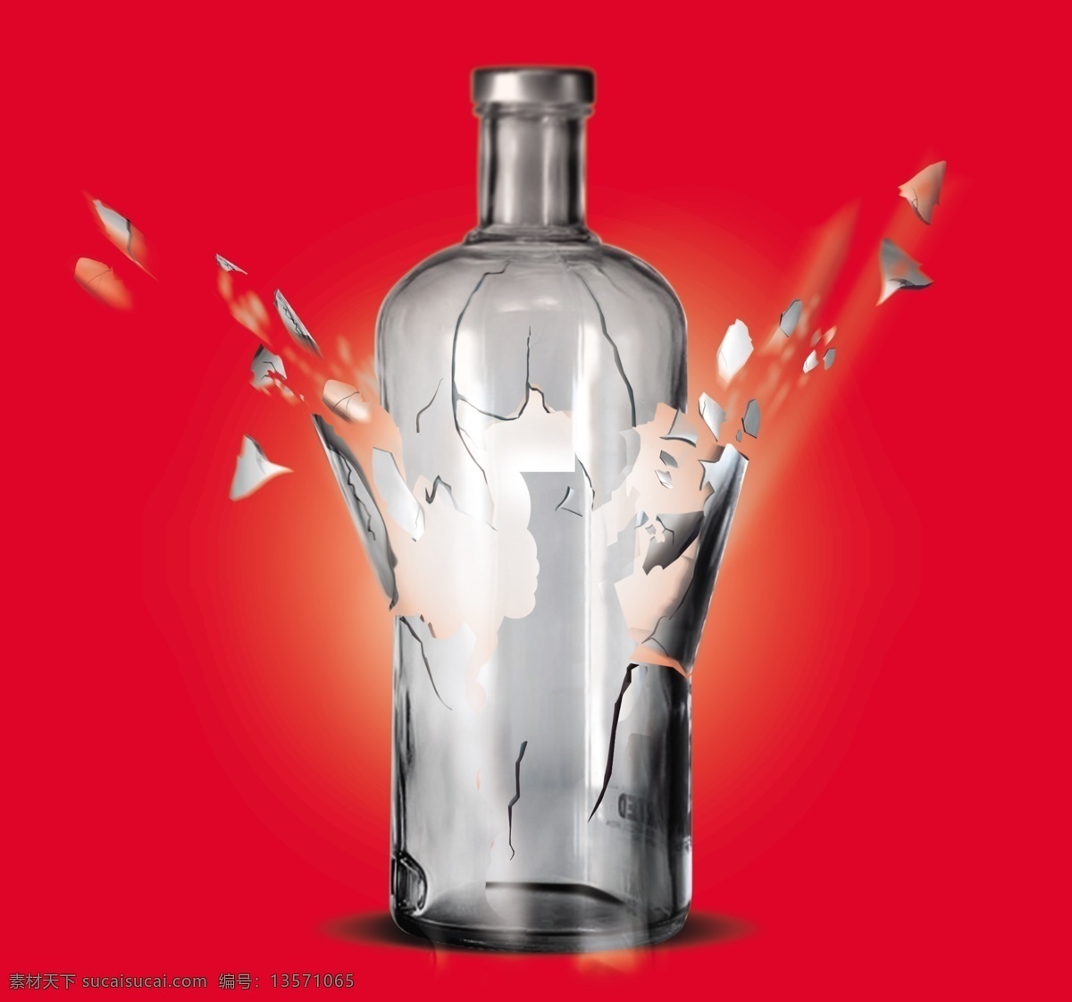 破裂的酒瓶 碎裂 易碎 酒瓶 爆炸 psd素材 源文件库