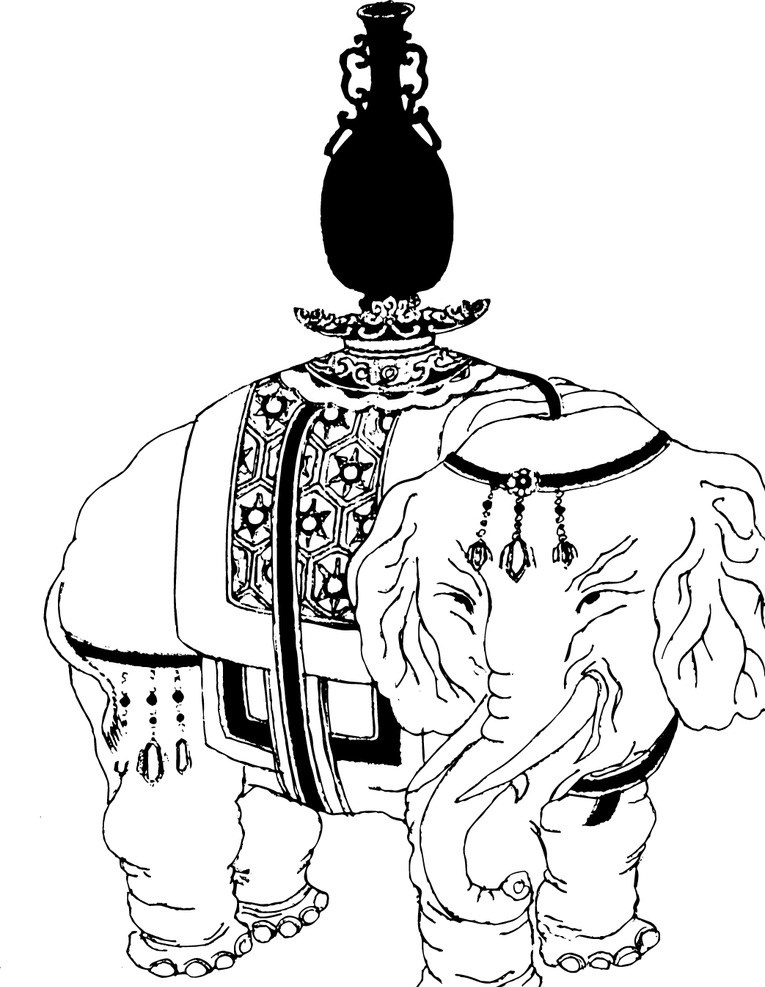 大象 民族服饰 矢量线图 图腾 花纹 复古图案 吉祥图腾 印花 剪影 中国吉祥图腾 古色古香 寺庙图腾 彩绘图腾 中国图腾 图案素材 底纹边框 其他素材