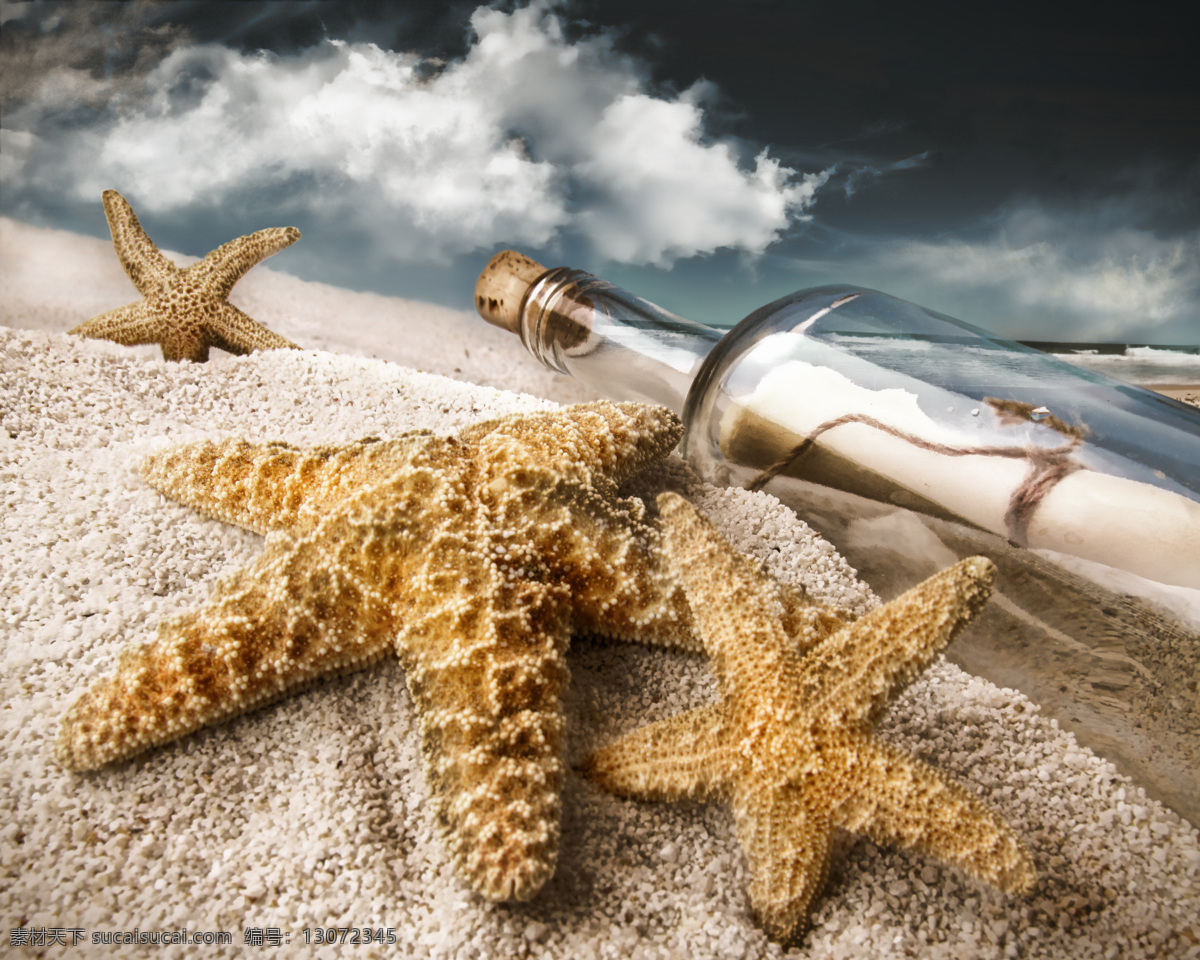 许愿 瓶 海星 许愿瓶 飘流瓶 高清图片 沙滩 大海图片 风景图片