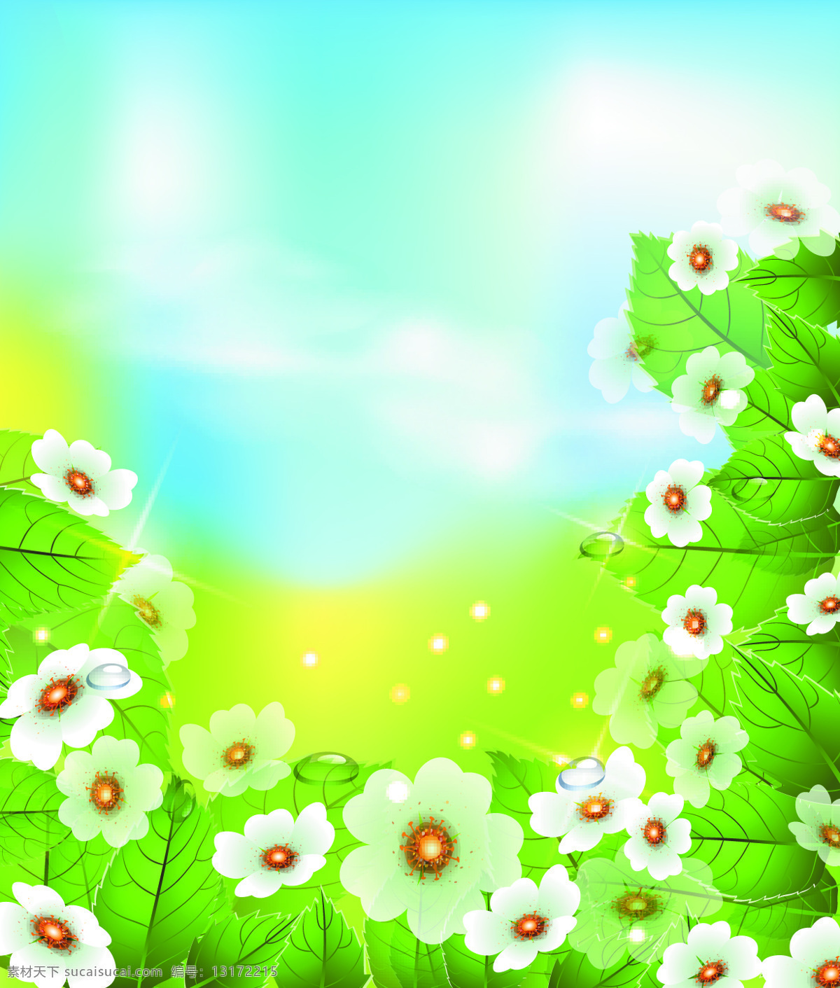 朦胧 景色 里 白色 花朵 矢量 白色花朵 百合 飞舞 光斑 朦胧背景 矢量图 其他矢量图