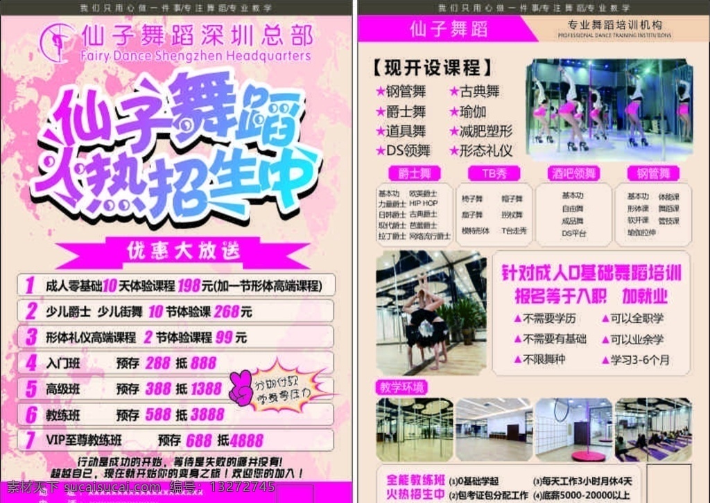 仙子舞蹈彩页 舞蹈 彩页 字体设计 舞蹈招生 舞蹈优惠 钢管舞 舞蹈项目 彩页排板