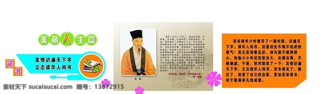 苏轼 异型 学校 墙体文化 美丽人生 展板模板 广告设计模板 源文件