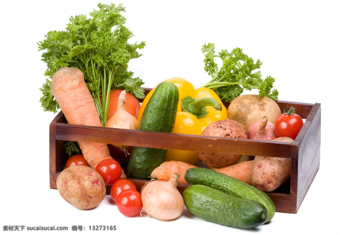各种 蔬菜 食物 新鲜蔬菜 鲜艳 美味 可口 木盒 黄瓜 胡萝卜 番茄 辣椒 蔬菜图片 餐饮美食