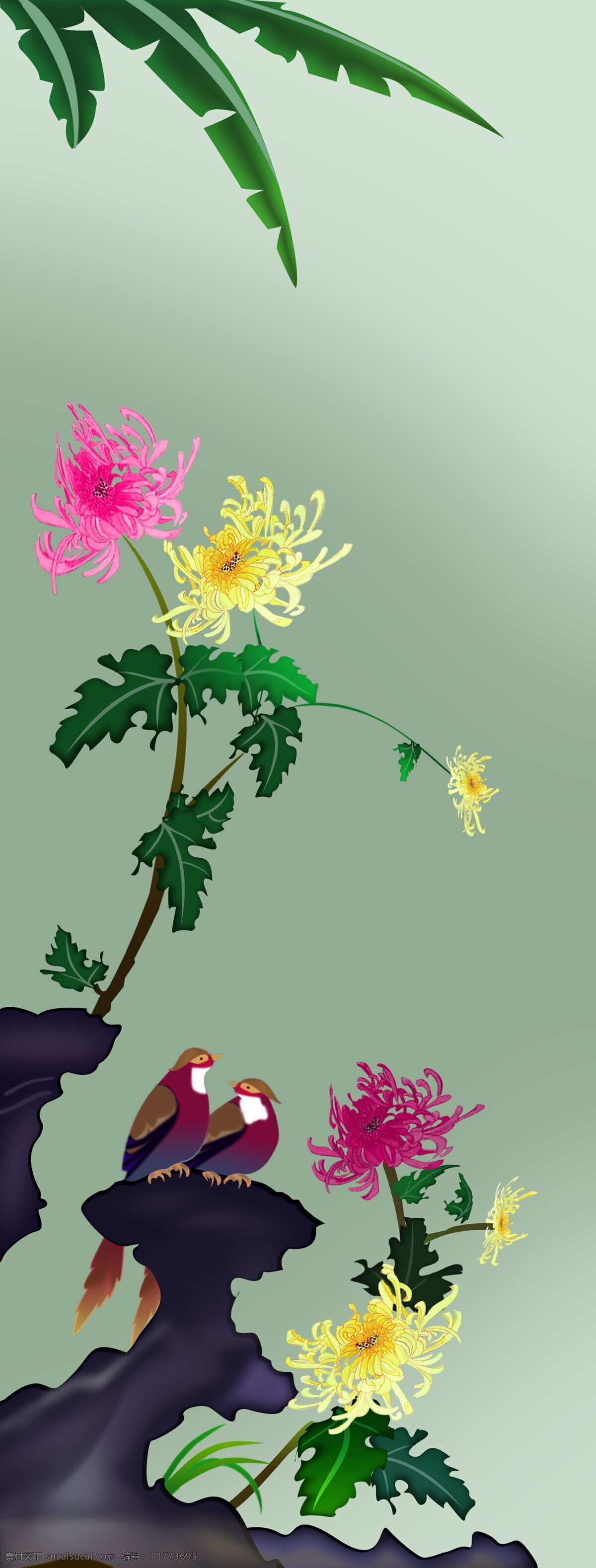 芭蕉叶 草 翠竹 防爆 国画 菊花 绿竹 梅兰竹菊 鸟 鸟语花香 四君子之菊 四君子图 黄菊花 粉红菊花 一对鸟 情侣鸟 石头 兰花草 移门 彩晶 彩晶玻璃 强化 强化玻璃移门 强化玻璃 防爆移门 移门大全 索亚 索亚移门图库 中国画 中国风