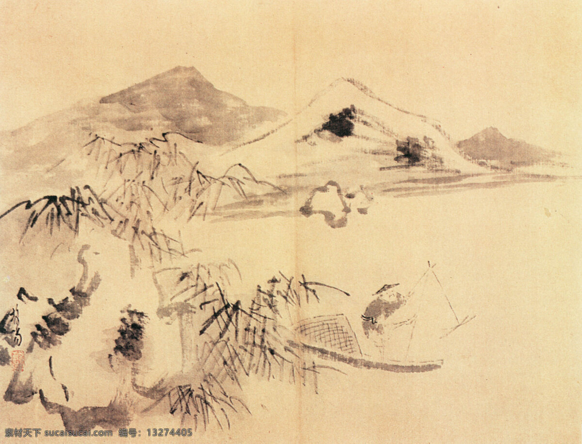 竹山 相间 古画 国画 名画 山水 水墨 竹山相间 中国传世名画