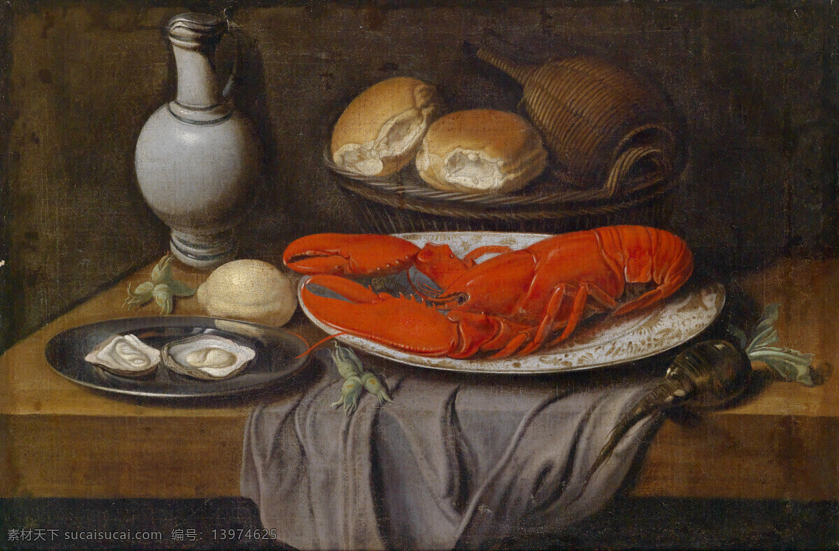 绘画书法 静物 龙虾 名家名画 色彩 文化艺术 油彩 油画 设计素材 模板下载 油画静物 静物画 装饰画 配画 家居装饰素材