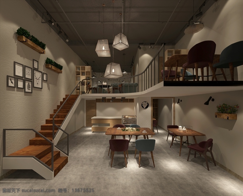 奶茶店 咖啡店 北欧 简约 清新 3d设计 室内模型 max