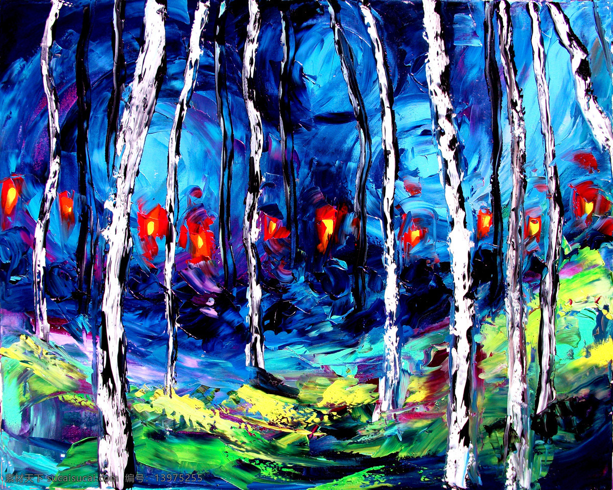 灯光 风景 风景画 挂画 绘画 绘画书法 景色 欧美油画 油画 林中 设计素材 模板下载 林中灯光 油画风景 艺术 油画艺术 树林 森林 林子 树木 夜景 西方油画 油画作品 文化艺术 家居装饰素材 山水风景画