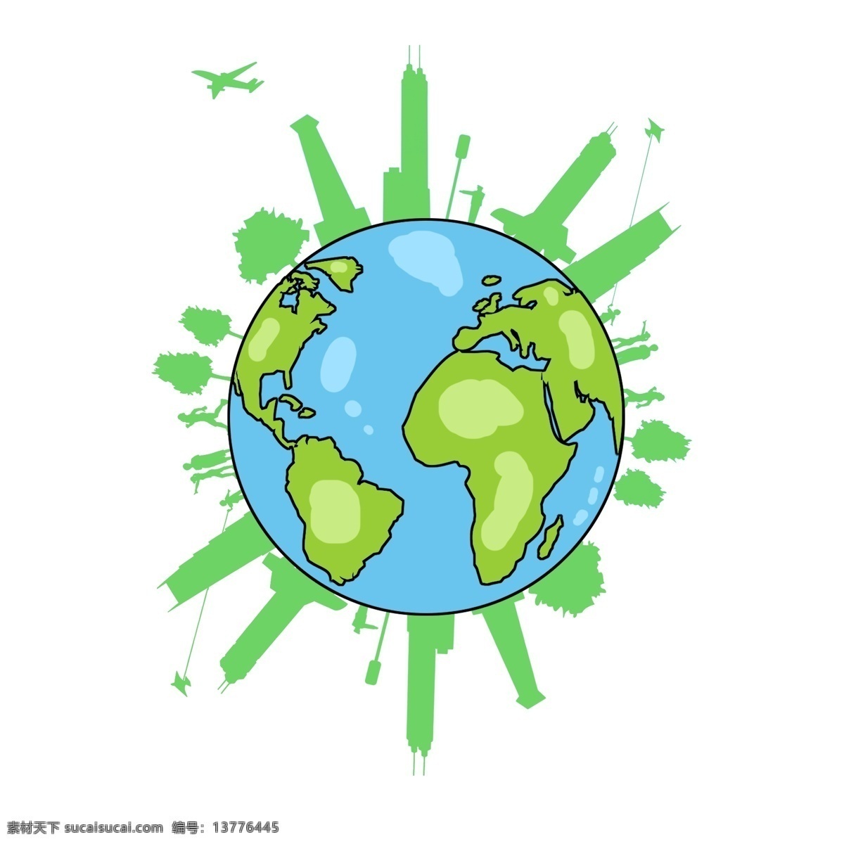 绿色 地球日 保护 地球 保护地球 爱护地球 世界地球日 卡通森林 绿色地球 绿色森林 绿色环境