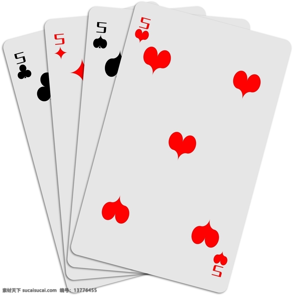四 色 扑克牌 矢量 免 抠 免抠png 仿真 写实 仿实物 实物印刷制作 棋牌娱乐 四个5炸弹