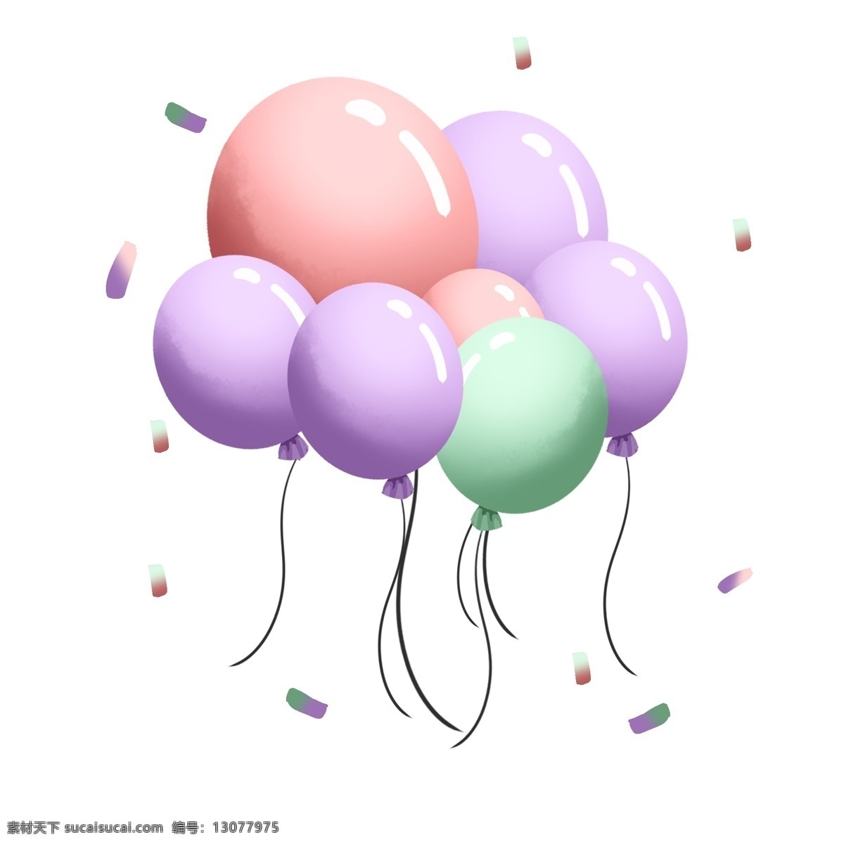 漂浮 手绘 卡通 可爱 糖果 色 梦幻 气球 元素 糖果色