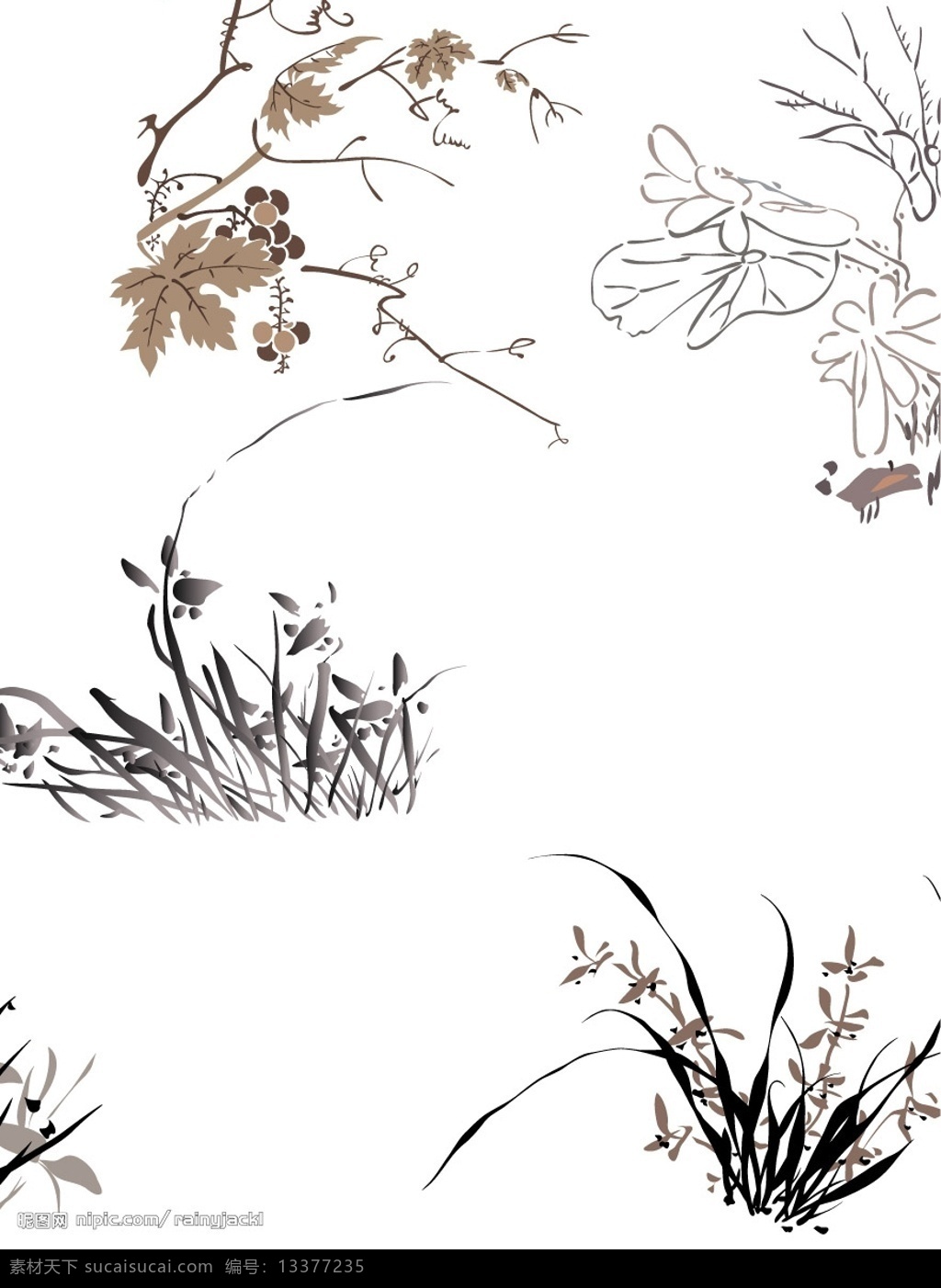 梅兰竹菊02 梅兰竹菊 生物世界 花草 梅兰 竹 菊 矢量图 矢量图库