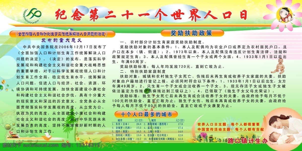 世界 人口日 展板 人口 计划生育 世界人口日 计生局 展板模板 广告设计模板 源文件