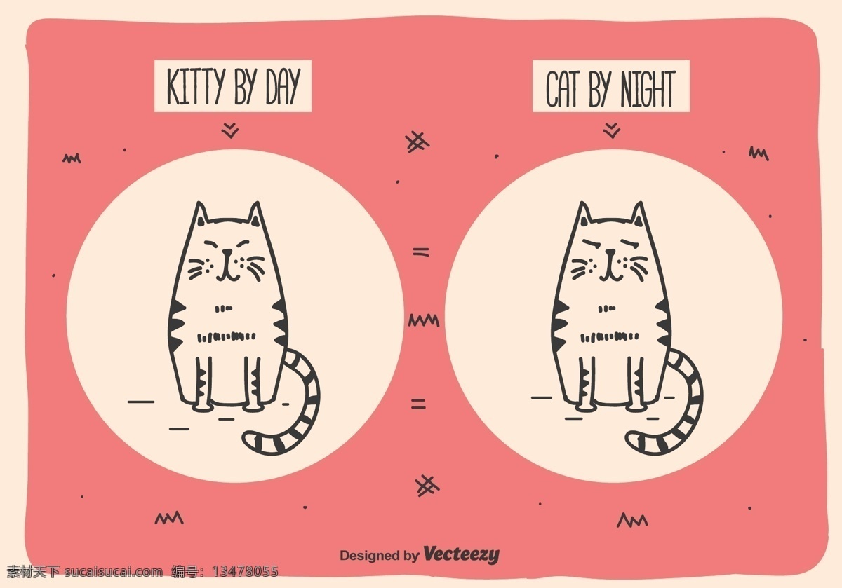 可爱 手绘 猫咪 小猫 手绘猫咪 猫咪插画 韩式 小清新 矢量素材 手绘动物
