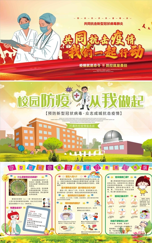 新型冠状病毒 展板 防控宣传 肺炎疫情宣传 企业复工 幼儿园 健康教育 宣传栏 看板 防控新型标语 病毒防治展板 围挡 预防指南 学校防控指南 公司客户 abr