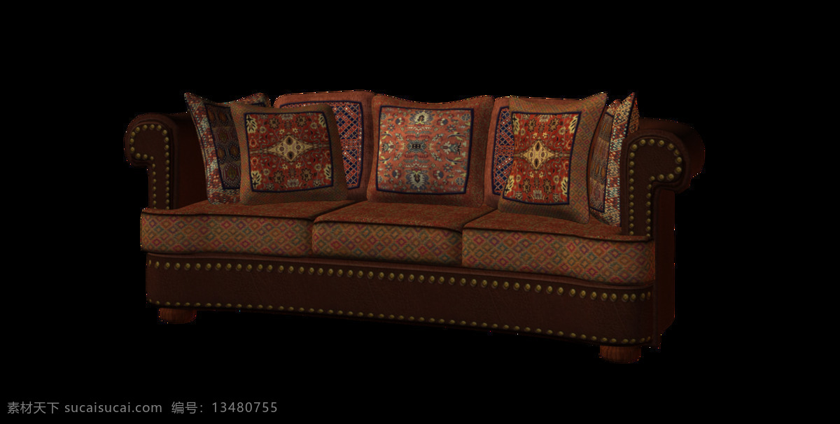 卡通 红色 沙发 元素 png元素 家具 靠垫 免抠元素 透明素材