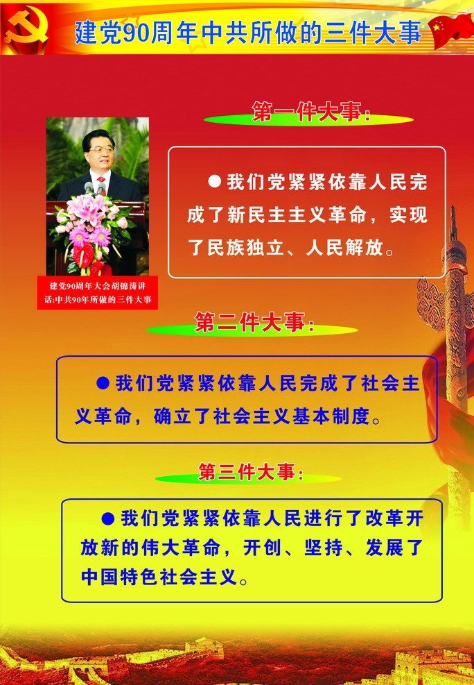 建党 国家 主席 国庆节 展板素材 节日素材 矢量