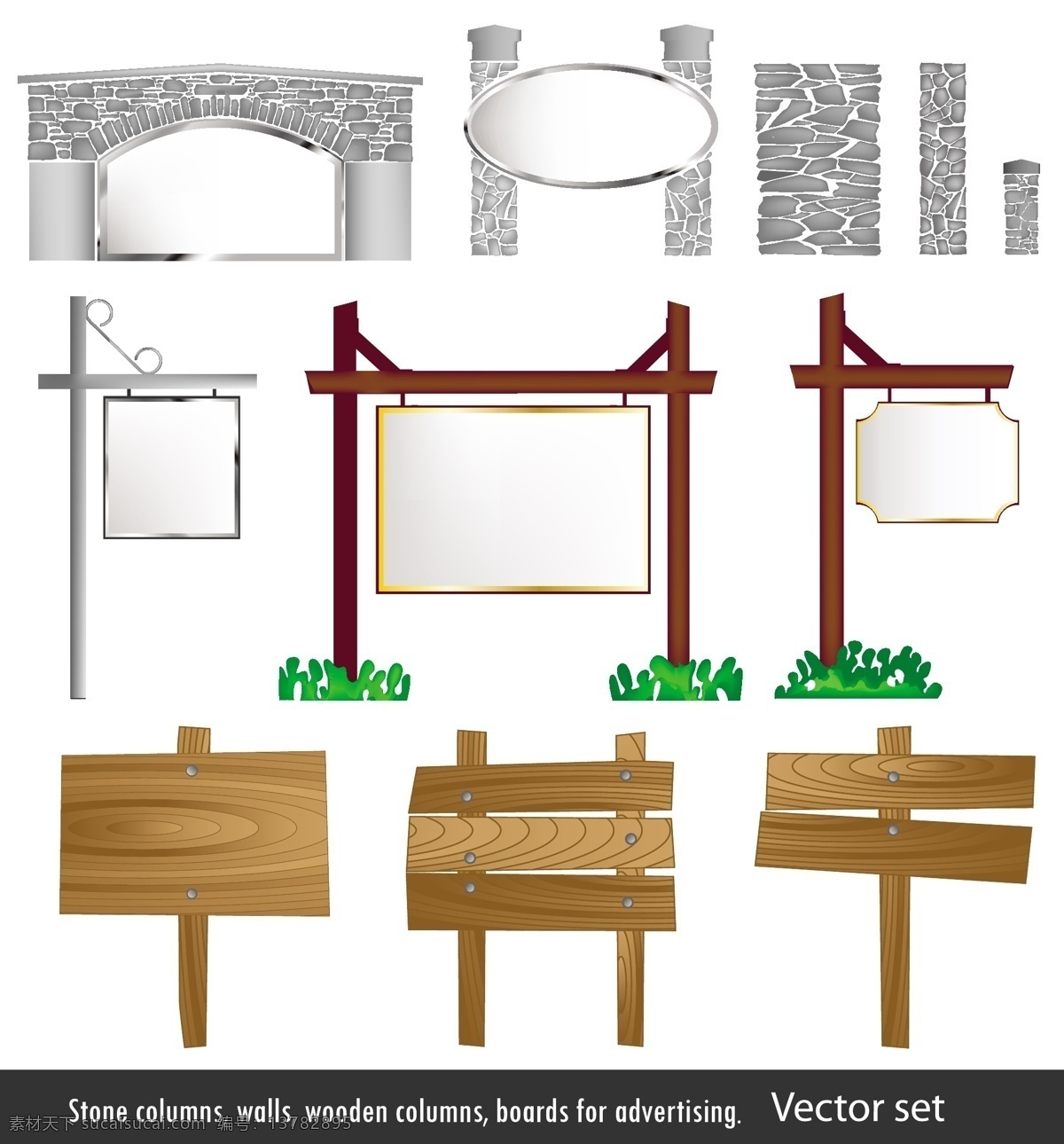 欧式 庭院 元素 矢量 公告板 广告牌 花 花坛 楼梯 路标 路灯 门 门窗 门锁 砖墙 欧洲 木板 招牌 板岩 石墙 载体材料 木门 矢量图 日常生活