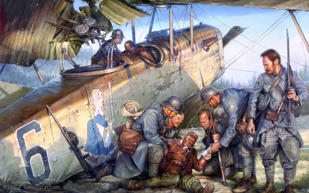 战争油画 战争绘画 飞机 一战 战争画 插画 军事 题材 绘画书法 文化艺术