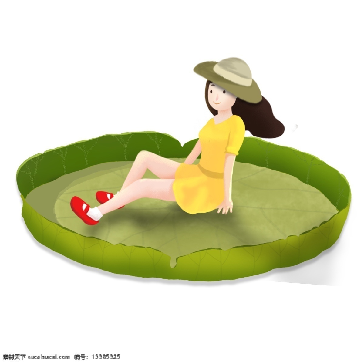 可爱 风 荷叶 上 女孩 免 抠 元素 荷叶上的女孩 美女 png元素 透明元素 免抠元素 少女