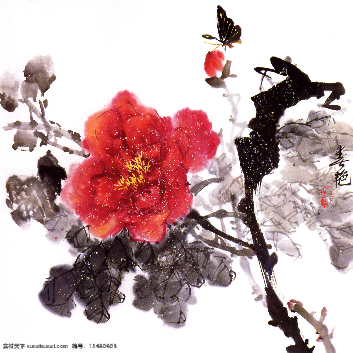 雪 中 春艳 图 典雅 富贵花 古典 国花 国画 国画牡丹 国画牡丹画法 牡丹花 牡丹素材 雪景 中国风 中国元素 春艳图 雍容华贵 文化艺术