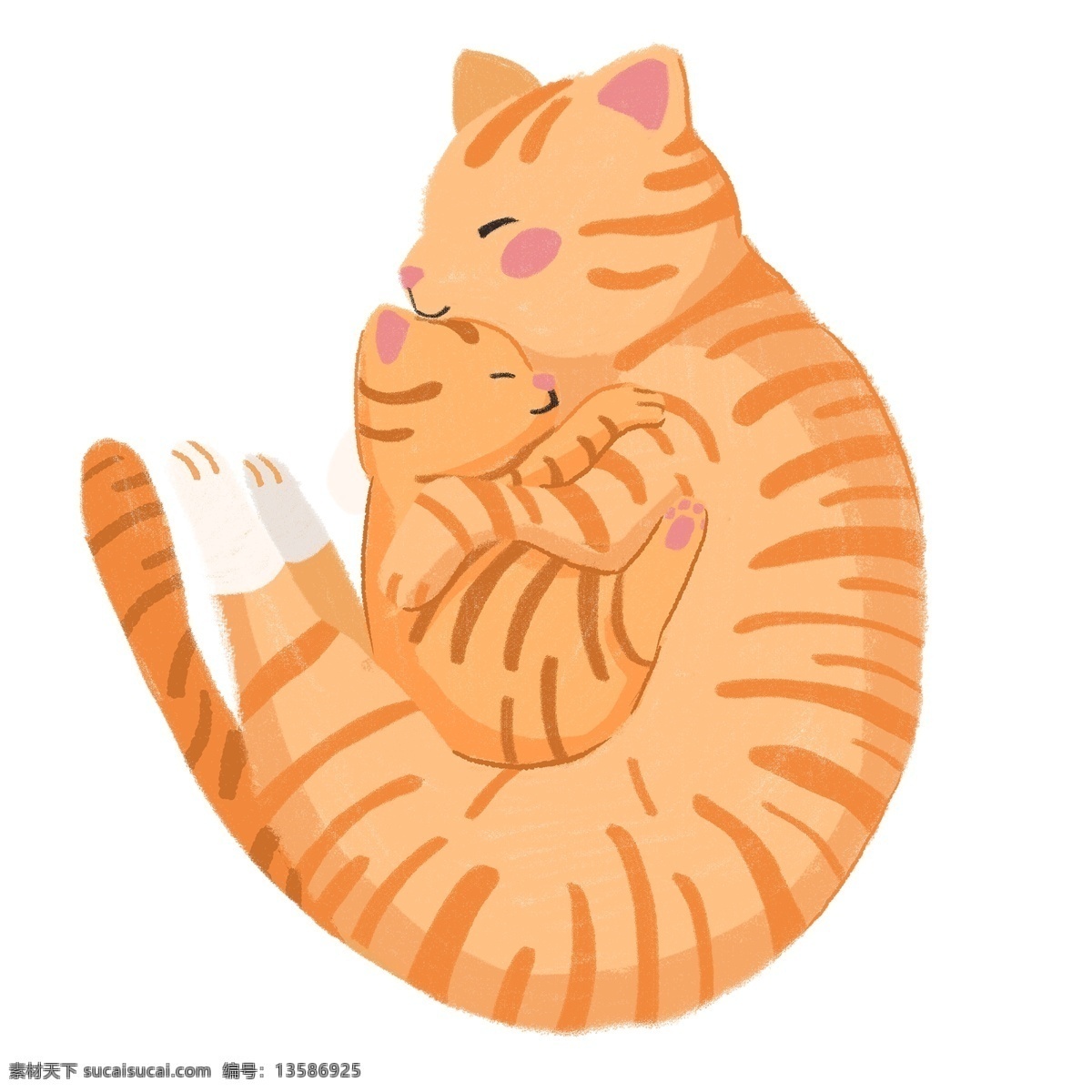 灰色 纹理 大 橘 猫 元素 创意 装饰 动物 尾巴 抱在一起 花纹 耳朵 小动物 可爱 爪子 抱着