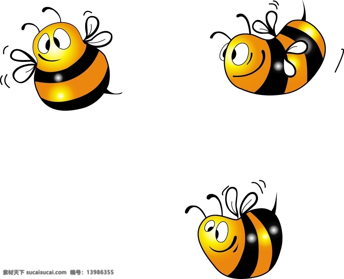 卡通 形象 可爱 蜜蜂 动物 儿童插画 快乐 矢量素材 采蜜 蜂王 矢量图 其他矢量图