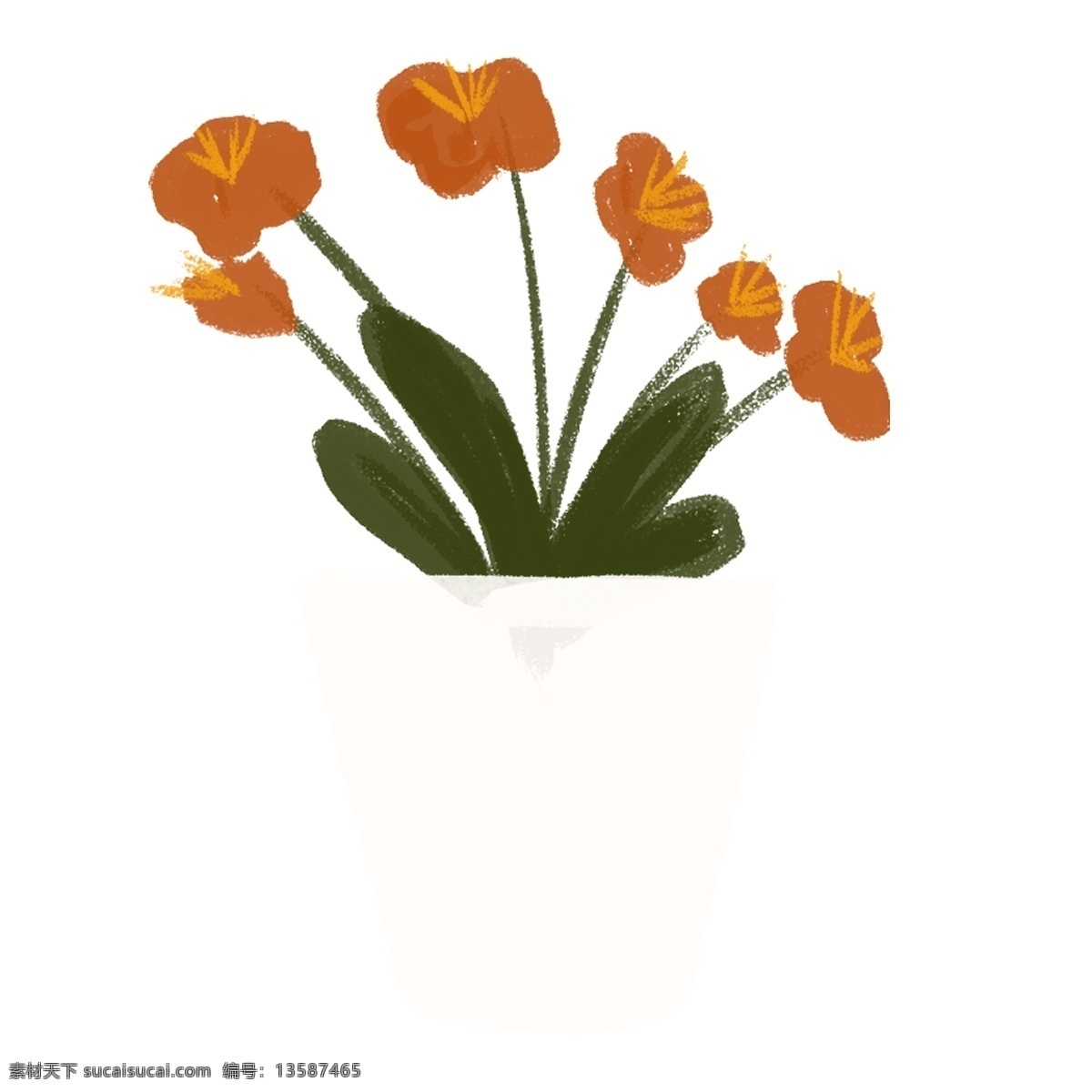 花草 盆栽 卡通 透明 植物 清新 花朵 插画 免扣素材 透明素材 卡通素材