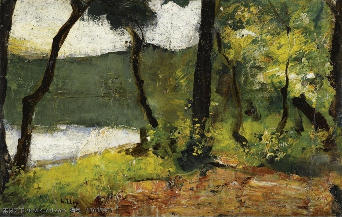 大师 画家 风景画 静物 油画 建筑 装饰画 brandenburg mark in lake ury lesser 人物 高清 西方 国外 现代 家居装饰素材