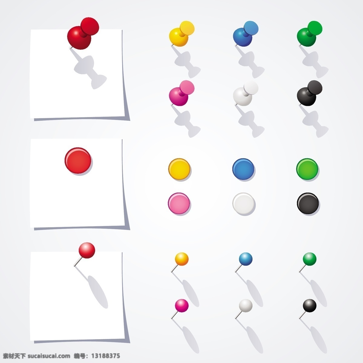 便签 纸 大头针 矢量 便签纸 立体 矢量图 其他矢量图