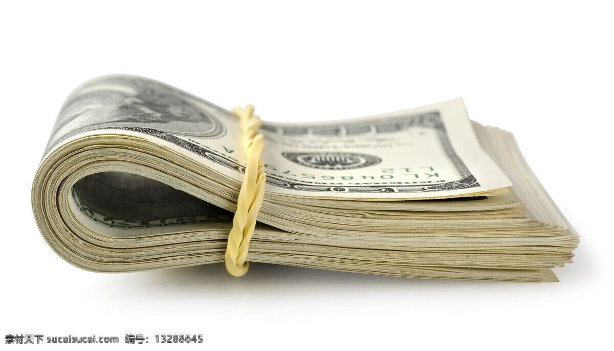 橡皮筋 捆 美元 100元美钞 钞票 美金 纸币 钱 财富 金融货币 商务金融