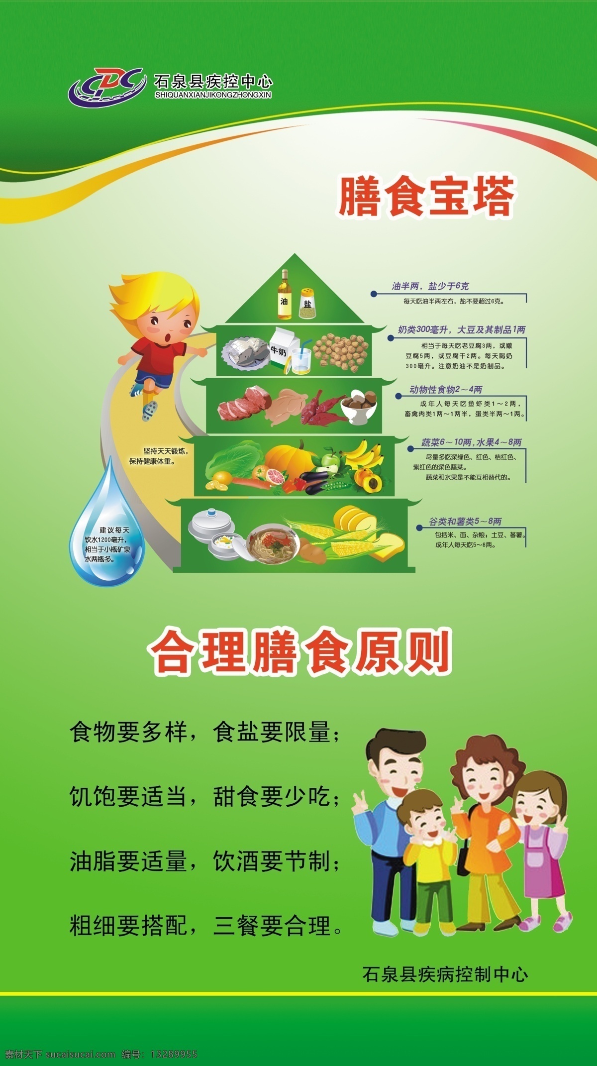 合理膳食 漫画 健康生活方式 膳食宝塔 膳食宝塔图 口令歌 广告设计模板 源文件