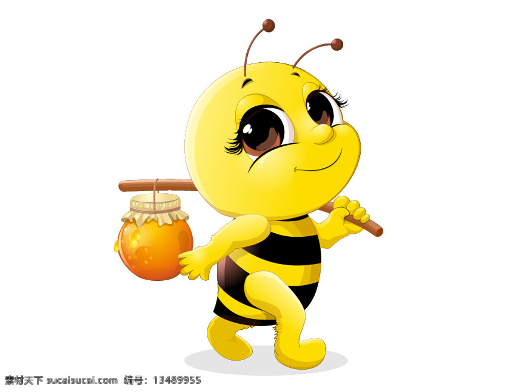 可爱 蜜蜂 采 蜜 回家 卡通 采蜜 白色