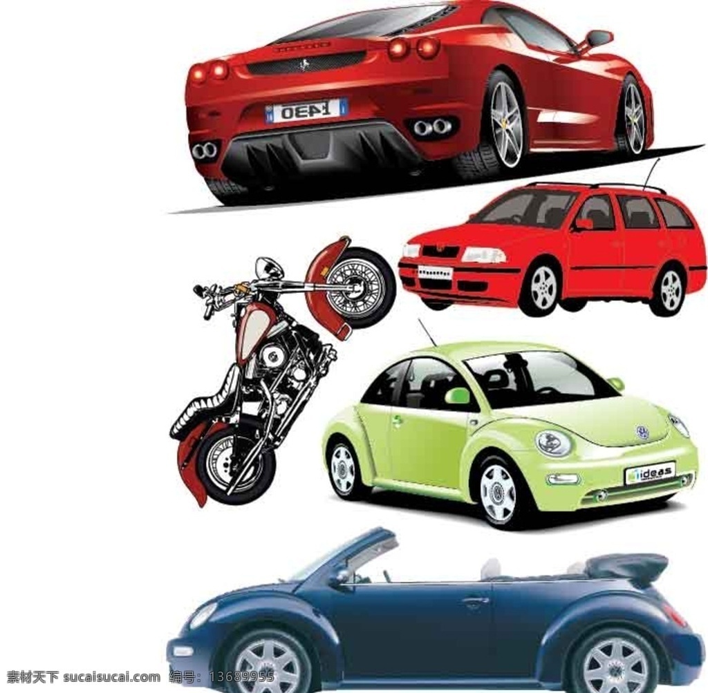 跑车 摩托车 矢量 车 汽车 矢量图 手绘 卡通汽车 广告元素素材 现代科技 交通工具