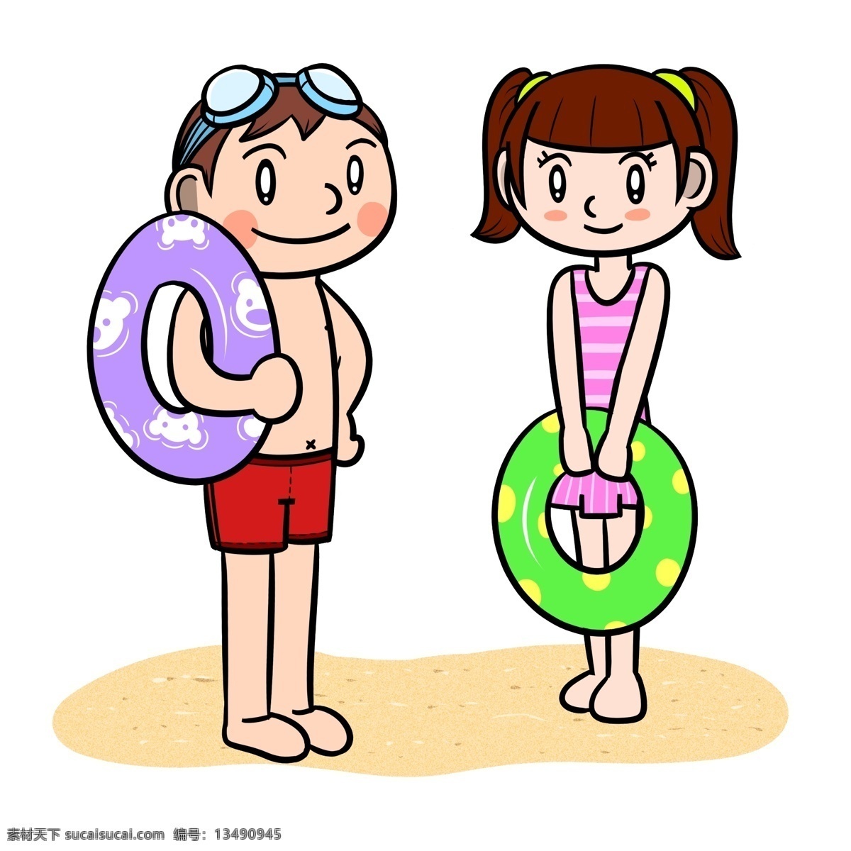 卡通 夏季 儿童 沙滩 玩乐 透明 底 夏天 玩耍 海边 海滩 海边人物 夏季人物 夏天人物 卡通人物 卡通夏季