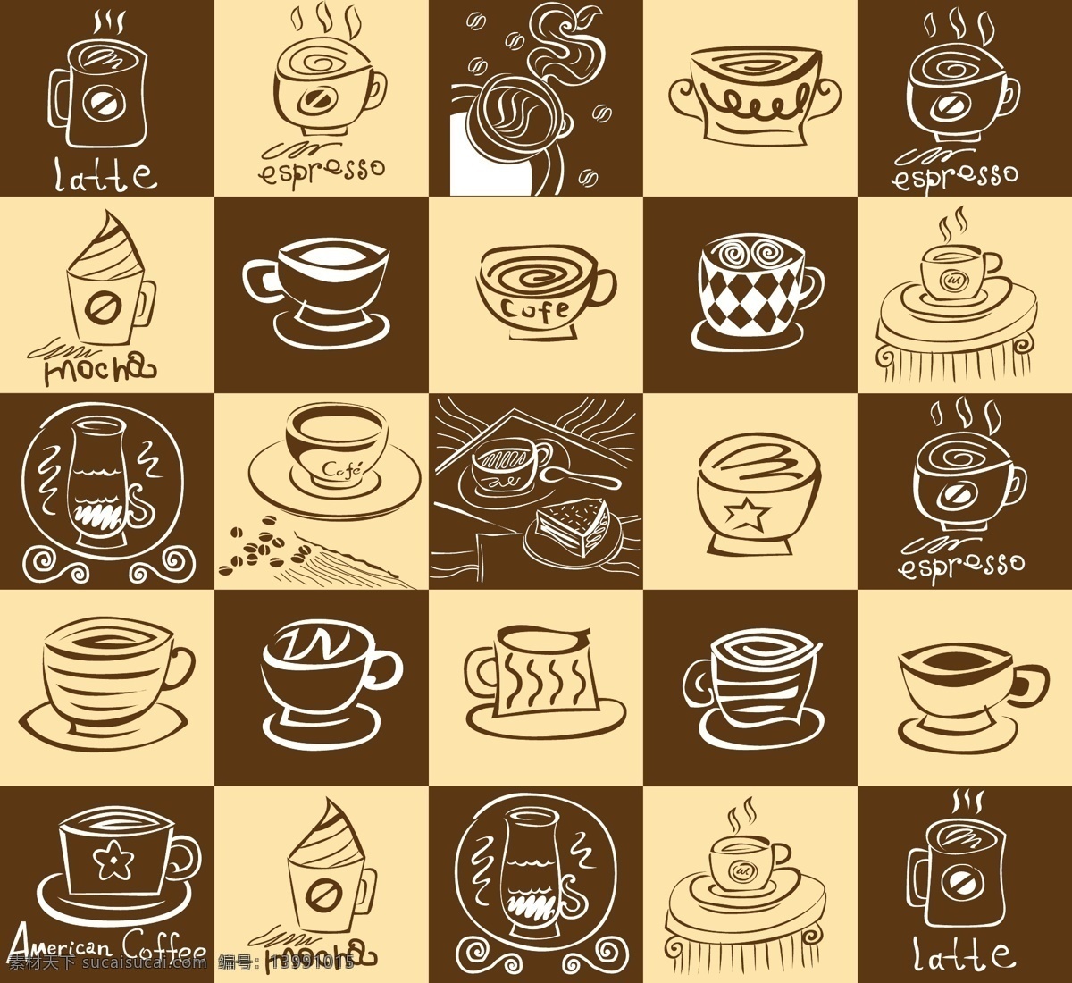漂亮 咖啡 元素 矢量 coffee 糕点 咖啡杯 咖啡豆 矢量素材 矢量图 日常生活